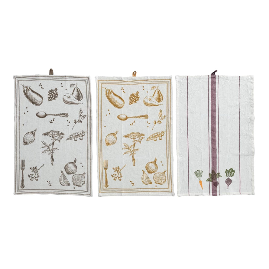 Vegetable Garden Printed Cotton Linen Tea Towels