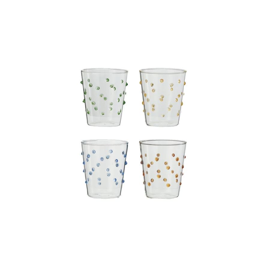 Confetti Hobnail Handmade Drinking Glasses - Set of 4