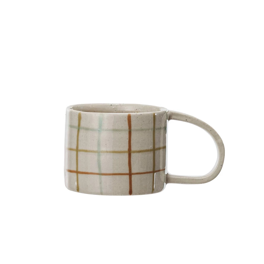 Plaid Hand-Painted Stoneware Mug