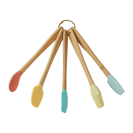 Beech and Silicone Mini Kitchen Utensils - Set of 5