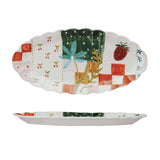 Patchwork Hand-Painted Scalloped Serving Platter