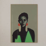 Ngozi. Vintage Green Portrait | Afro Caribbean Art: 8x10 / None - Holistic Habitat 