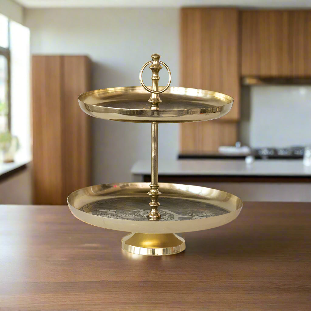 Two Tier Etched Brass Tray