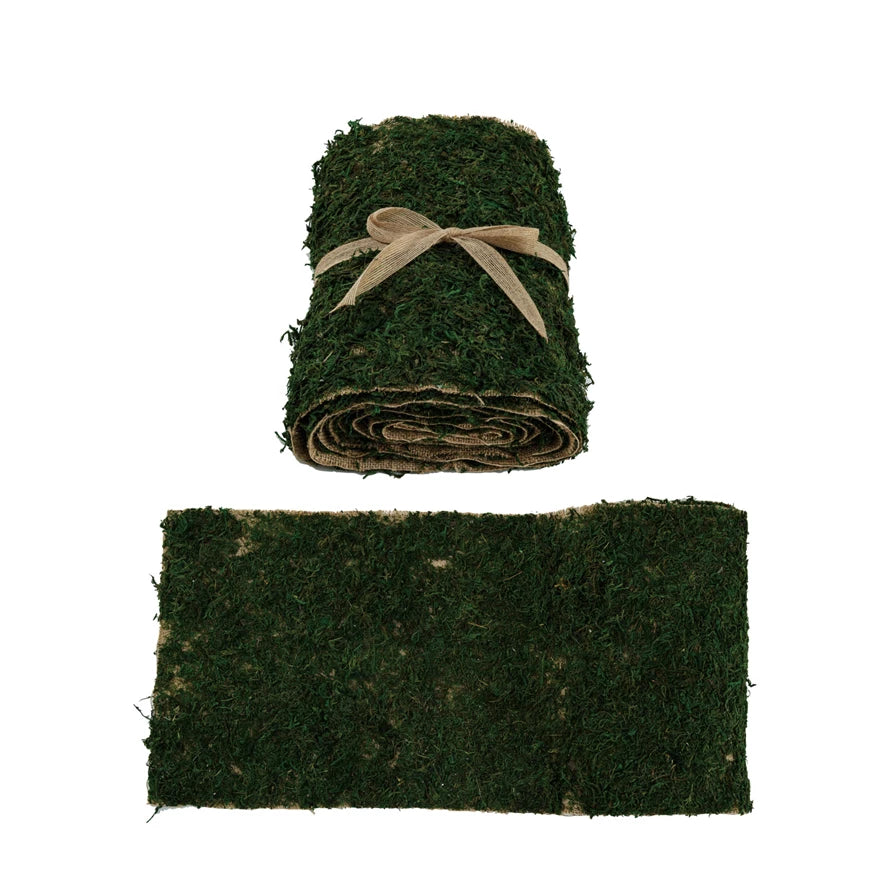 Enchanted Forest Moss and Burlap Table Runner