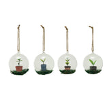 Holiday Greenhouse Glass Ball Ornaments - Set of 4