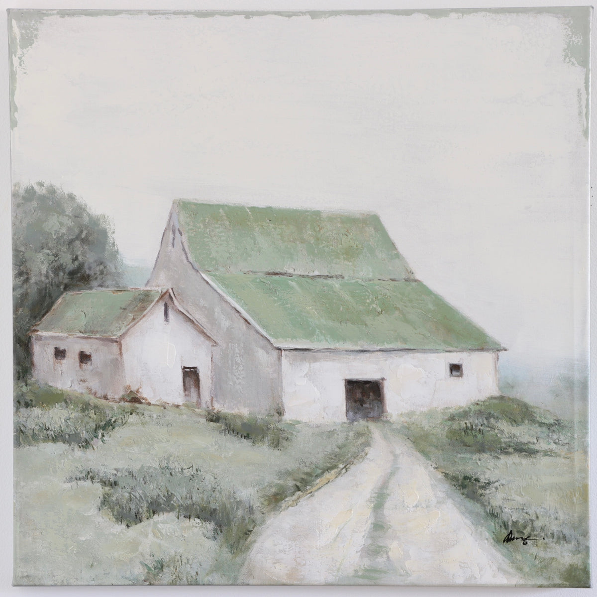 White Barn Oil Painting - Holistic Habitat 