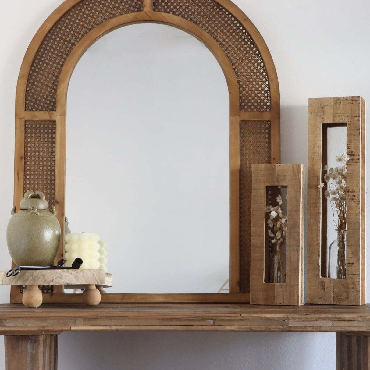 Taro Woven Rattan Arched Mirror - Holistic Habitat 