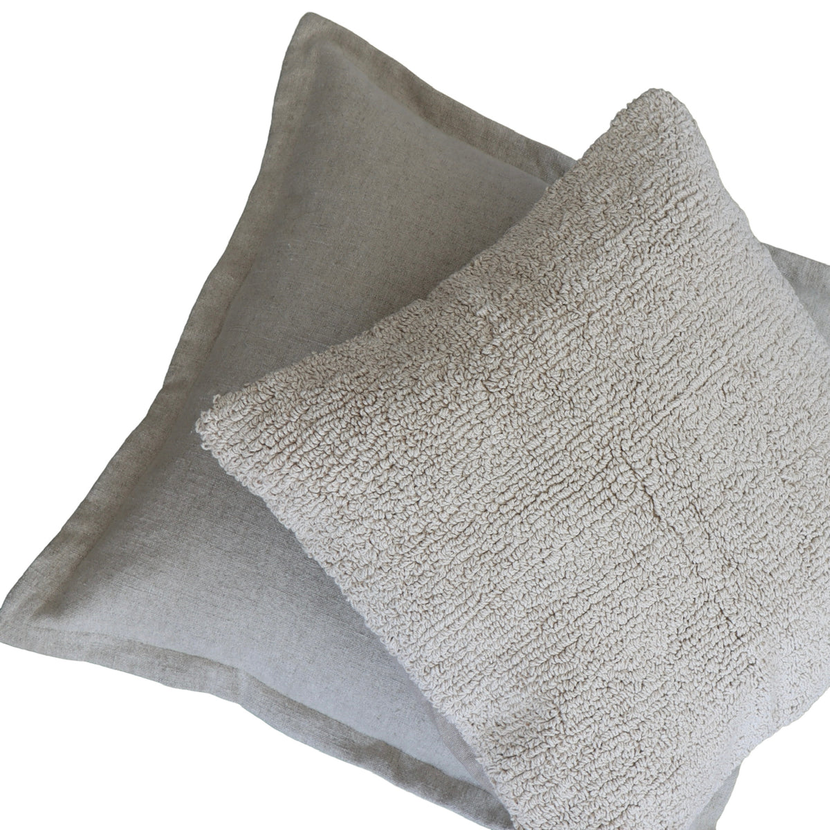 Oat Bouclé Pillow with Chambray Back - 18 Inch - Holistic Habitat 