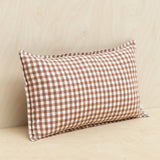 LIN VICHY - BRIQUE Gingham Lumbar Pillow 12 x 20 - Holistic Habitat 