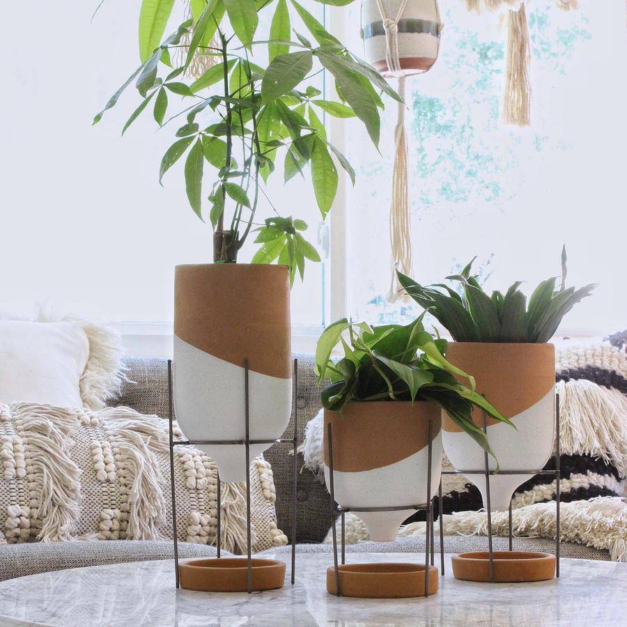 Tabletop Funnel Pot Trio on Wire Stands Set of 3 - Holistic Habitat 