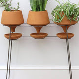 Set of 3 Natural Clay Funnel Pots on Wire Console - Holistic Habitat 