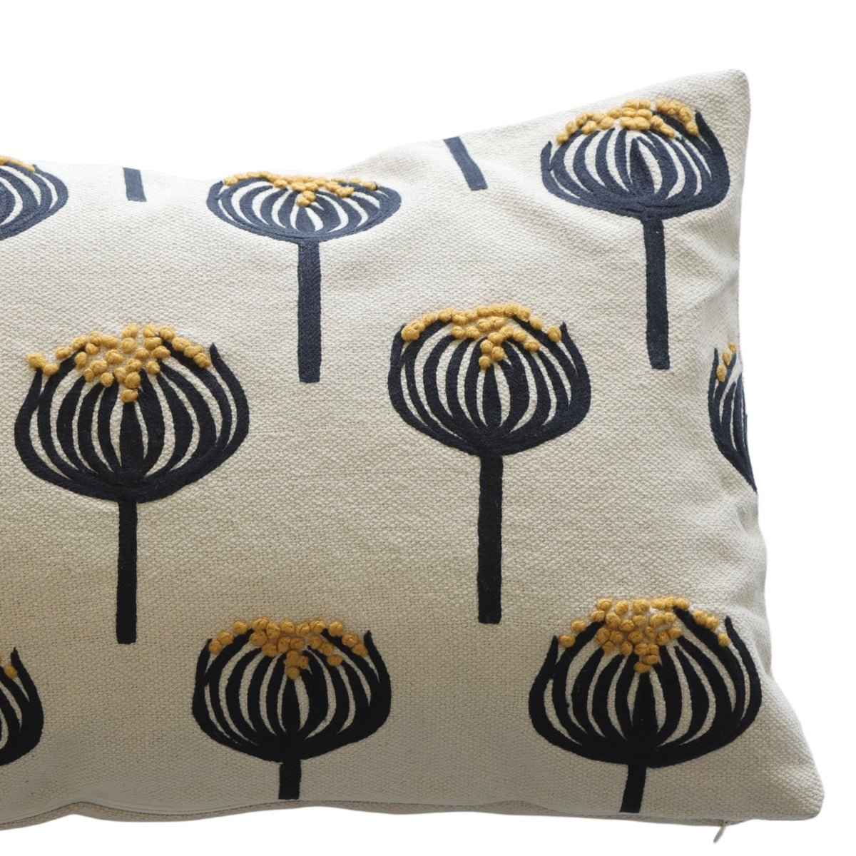Poppy Pods Mudcloth Lumbar Pillow - Holistic Habitat 
