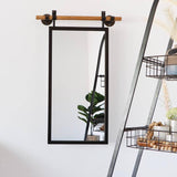 Mixed Media Metal & Wooden Dowel Hanging Mirror - Holistic Habitat 