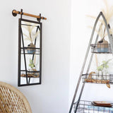 Mixed Media Metal & Wooden Dowel Hanging Mirror - Holistic Habitat 