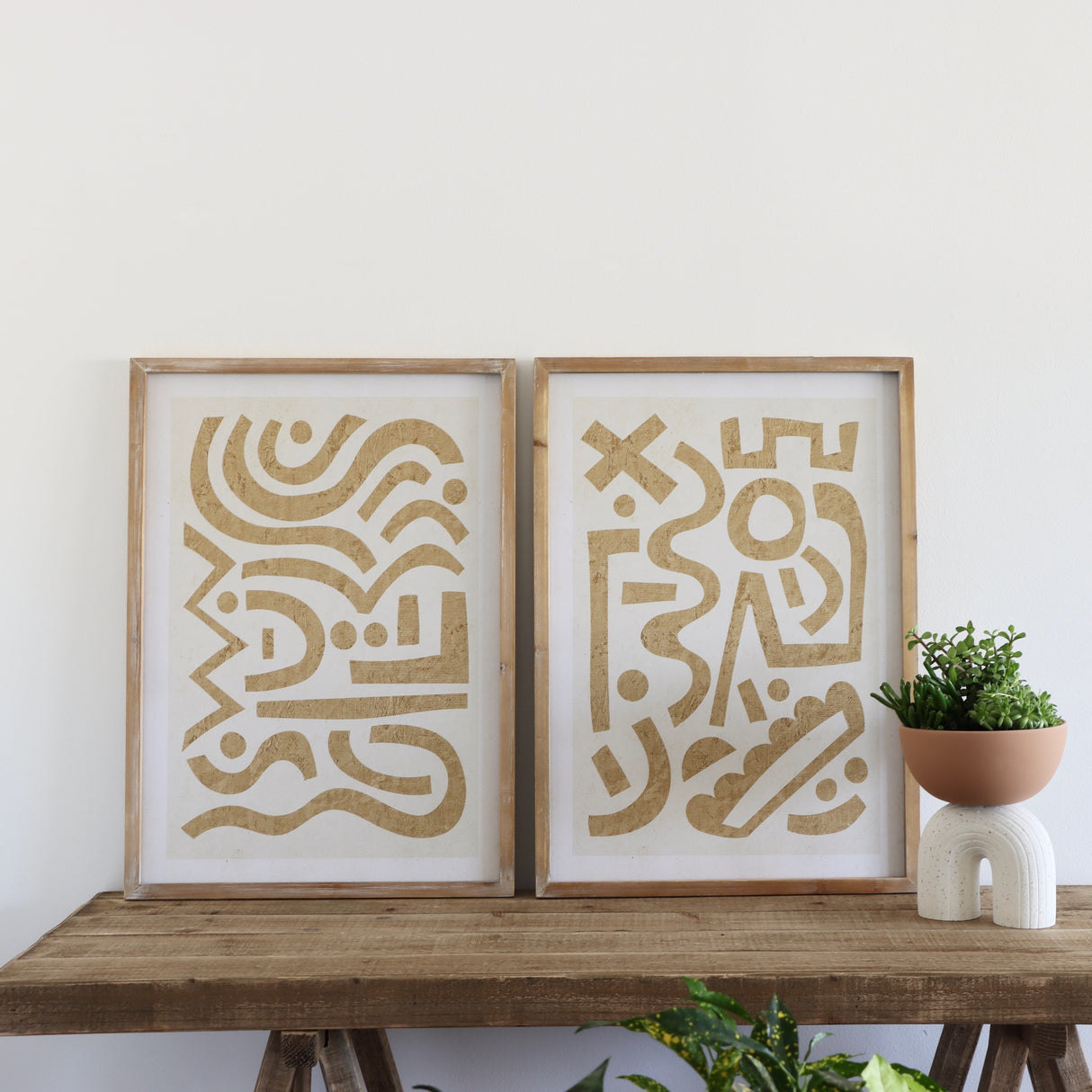 Summer Sands Abstract Framed Art Under Glass - Set of 2 - Holistic Habitat 