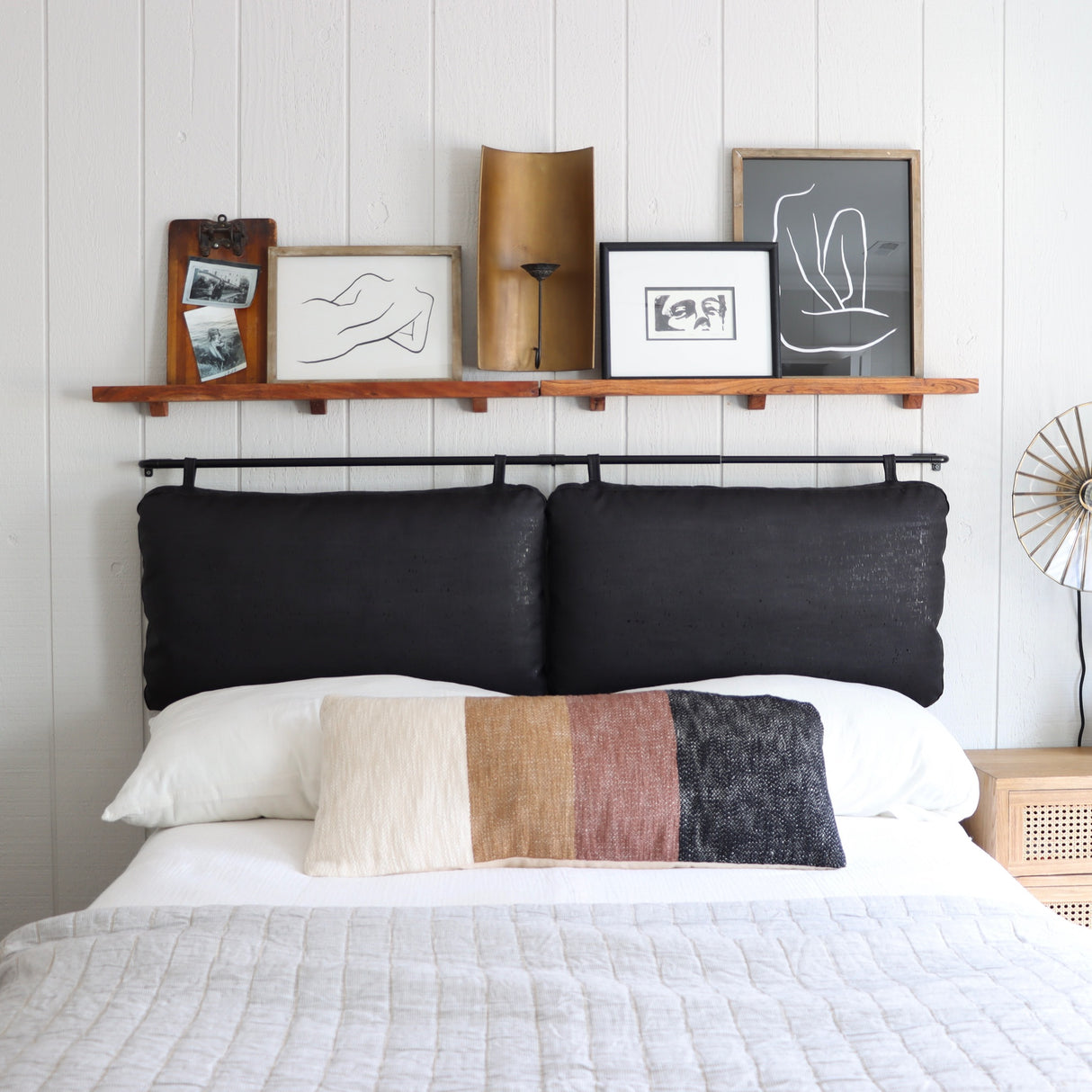 The Rachael Vegan Cork Headboard Cushions-Black - Holistic Habitat 