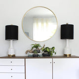 Minimalist Large Brass Finish Round Mirror - Holistic Habitat 