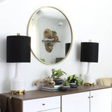 Minimalist Large Brass Finish Round Mirror - Holistic Habitat 