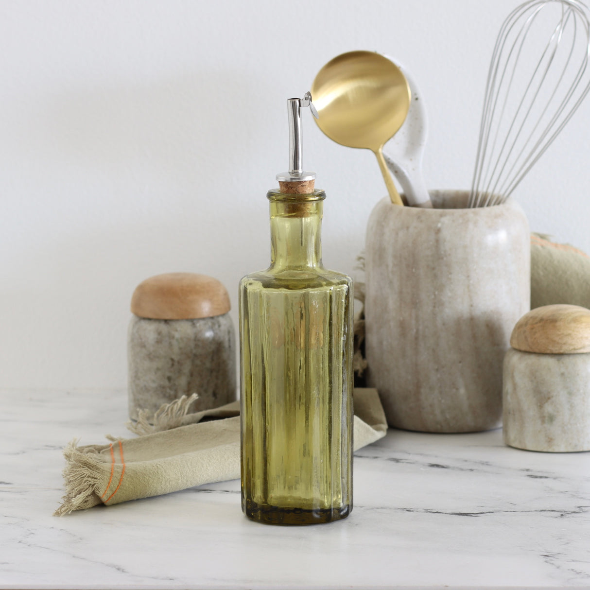 Sage Recycled Glass Oil Bottle - Holistic Habitat 