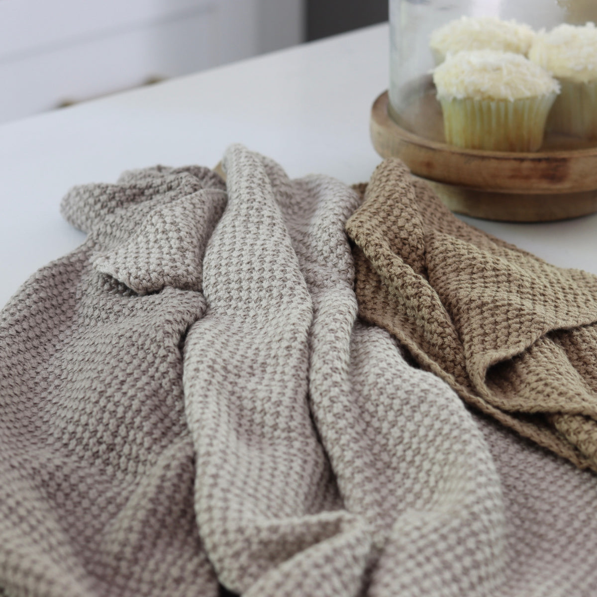 Natural Cotton Knit Tea Towels Set of 3 - Holistic Habitat 