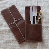 Cognac Leather Cutlery Sleeves - Set of 4 - Holistic Habitat 