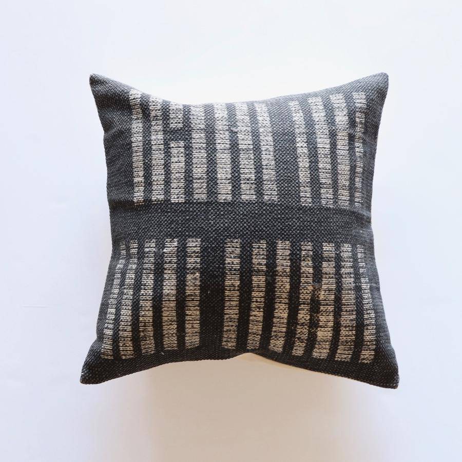 Pixel Pillow - Black and White Woven Cotton 20 Inch | Holistic Habitat