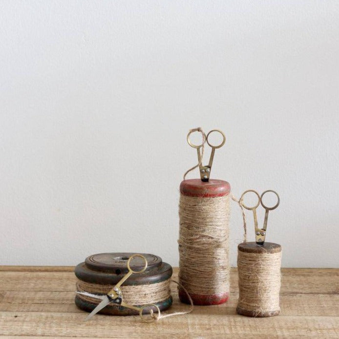 Recycled Vintage Spool with Twine and Scissors Set of 3 - Holistic Habitat 