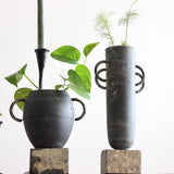 Handled Clay Vases on Rock Bases - Set of 3 - Holistic Habitat 