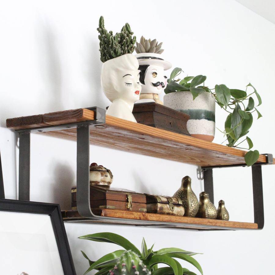 Salvaged Wood and Metal Shelves (Set 2) - Holistic Habitat 