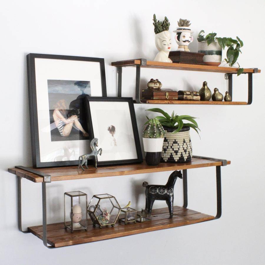 Salvaged Wood and Metal Shelves (Set 2) - Holistic Habitat 