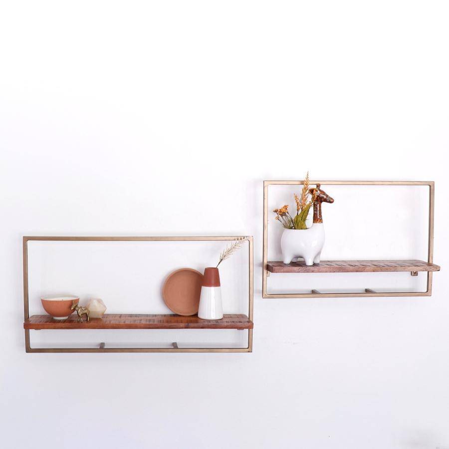 Modernist Gold Framed Shelf Set - Holistic Habitat 