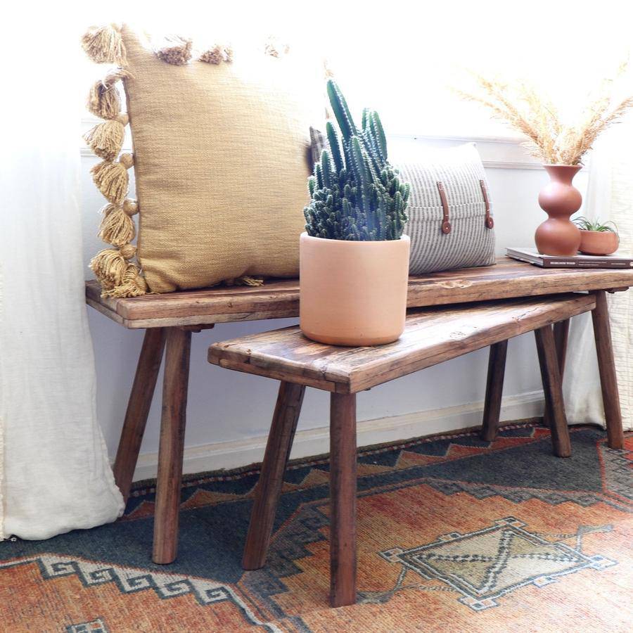 Reclaimed Wooden Bench Accent Tables - Set of Two - Holistic Habitat 