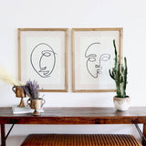 Line Drawing Framed Face Prints Set of Two - Holistic Habitat 