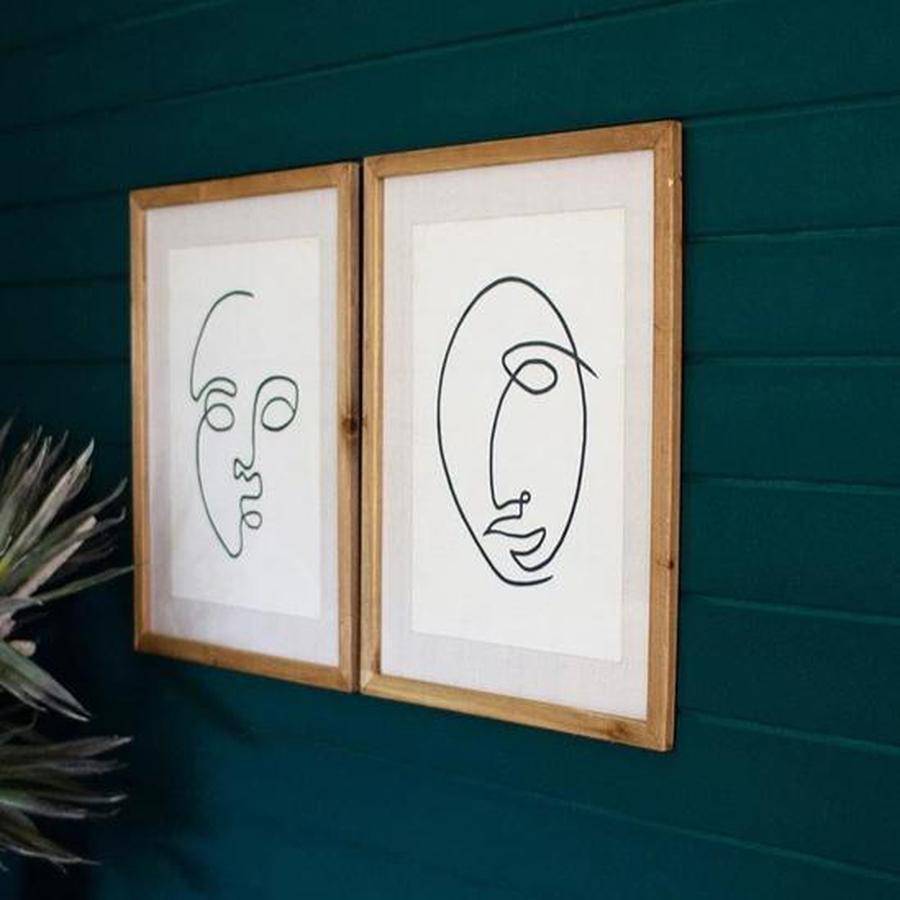 Line Drawing Framed Face Prints Set of Two - Holistic Habitat 