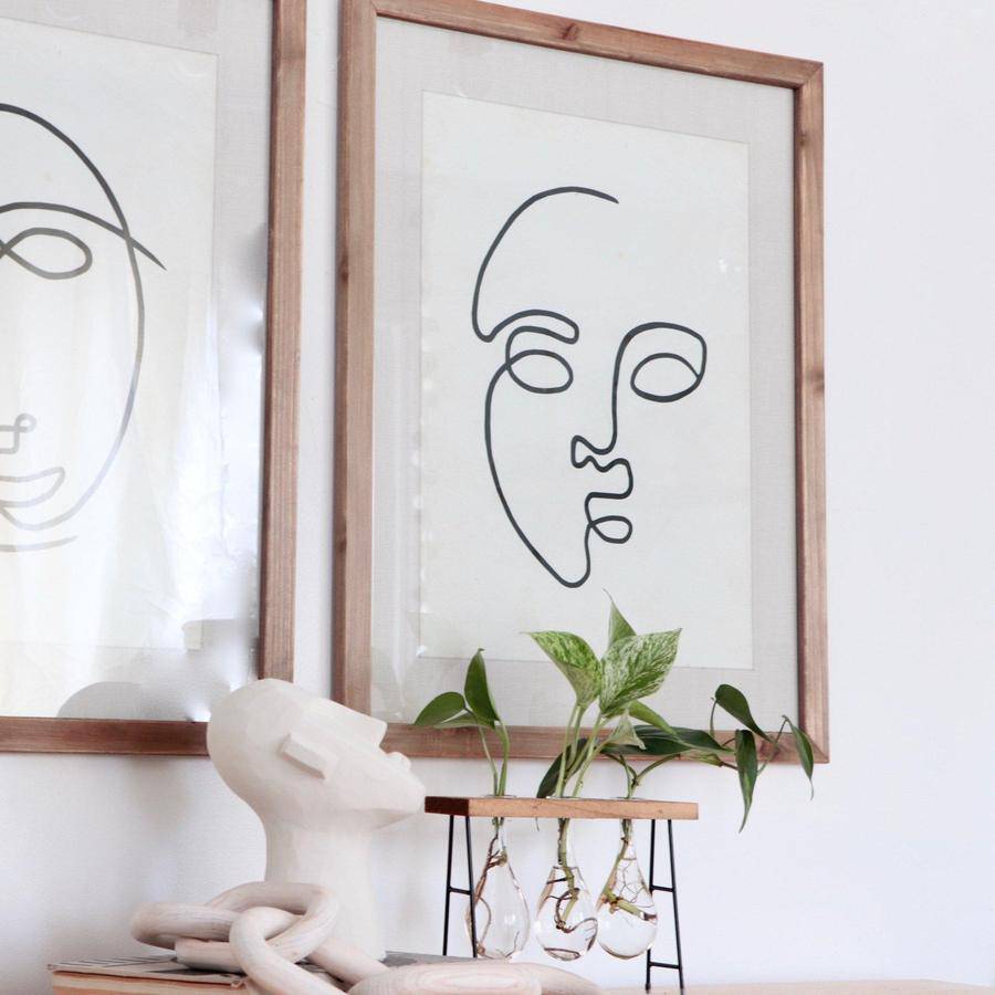 Line Drawing Framed Face Prints Set of Two - Holistic Habitat 