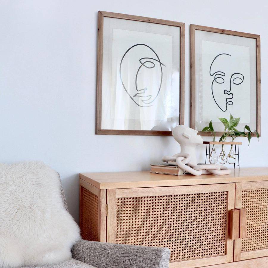 Line Drawing Framed Face Prints Set of Two - Holistic Habitat 