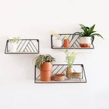 Angular Metal & Wood Shelf Set of Three - Holistic Habitat 