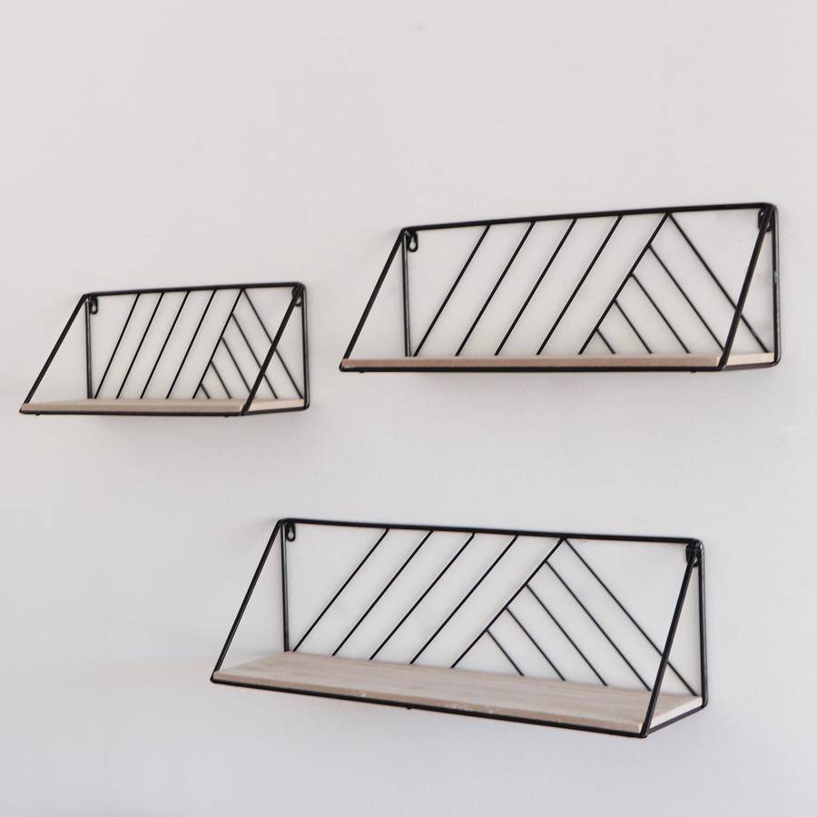 Angular Metal & Wood Shelf Set of Three - Holistic Habitat 