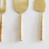 Gold Stainless Rattan Wrapped Cheese Knives - Holistic Habitat 