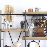 Iron Shelving Unit With Adjustable Wooden Shelves - Holistic Habitat 