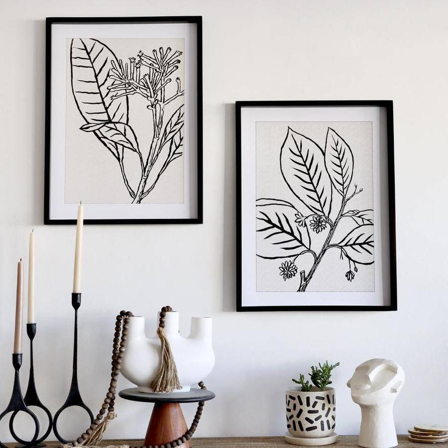 Framed Black Leaf Prints - Set of 2 - Holistic Habitat 