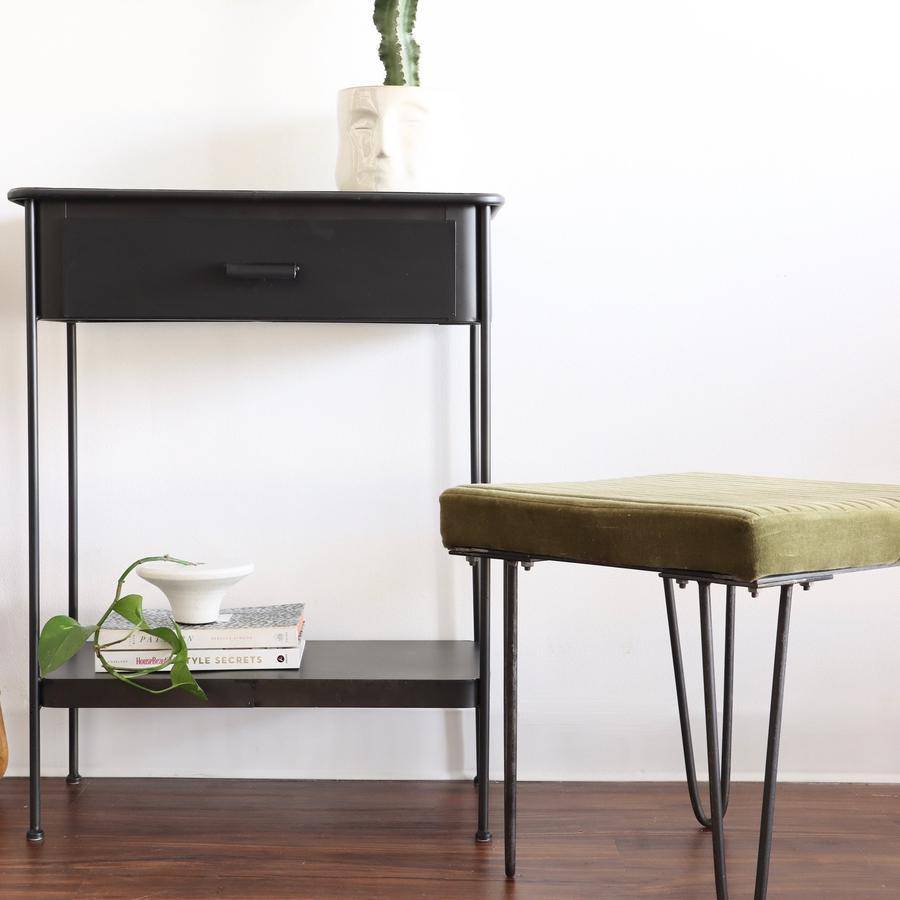 Metal Side Table with Drawer - Holistic Habitat 