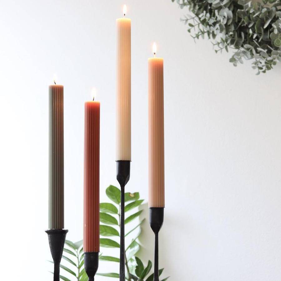 Fancy 10 Inch Reeded Taper Candles Set of Two - Holistic Habitat 