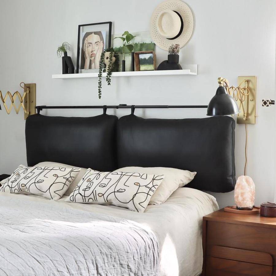 The Rachael Black Leather Headboard Cushion Set