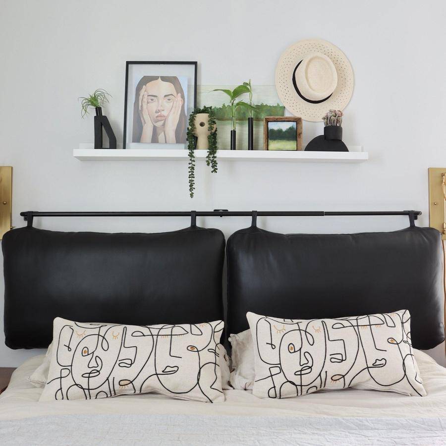 The Rachael Black Leather Headboard Cushion Set - Holistic Habitat 