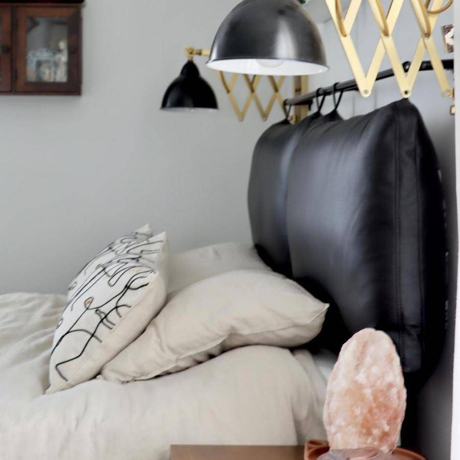 The Rachael Black Leather Headboard Cushion Set - Holistic Habitat 