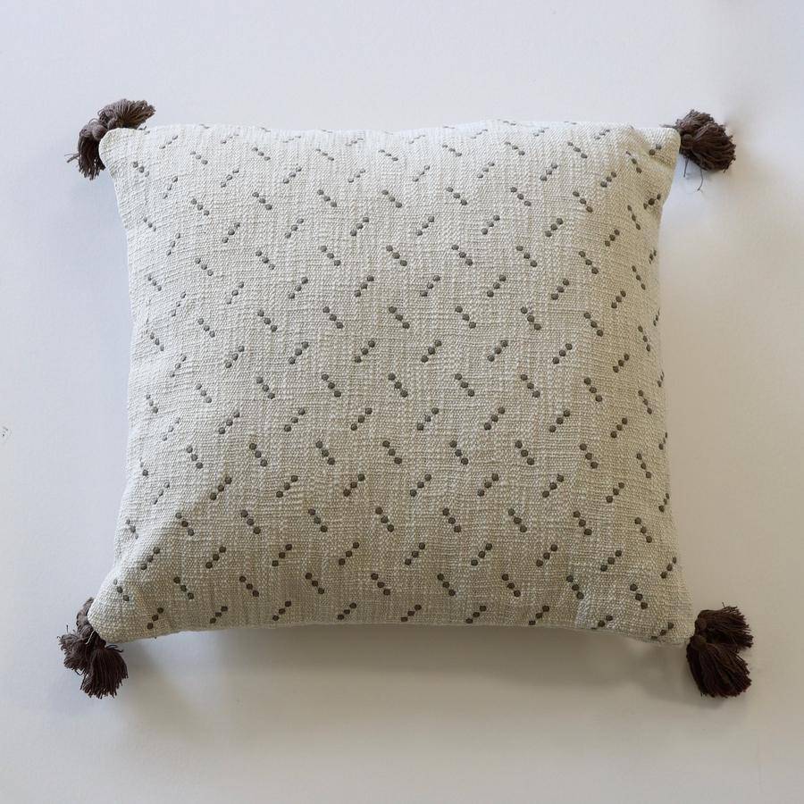 Dots and Tassels Embroidered Pillow 20x20 - Holistic Habitat 