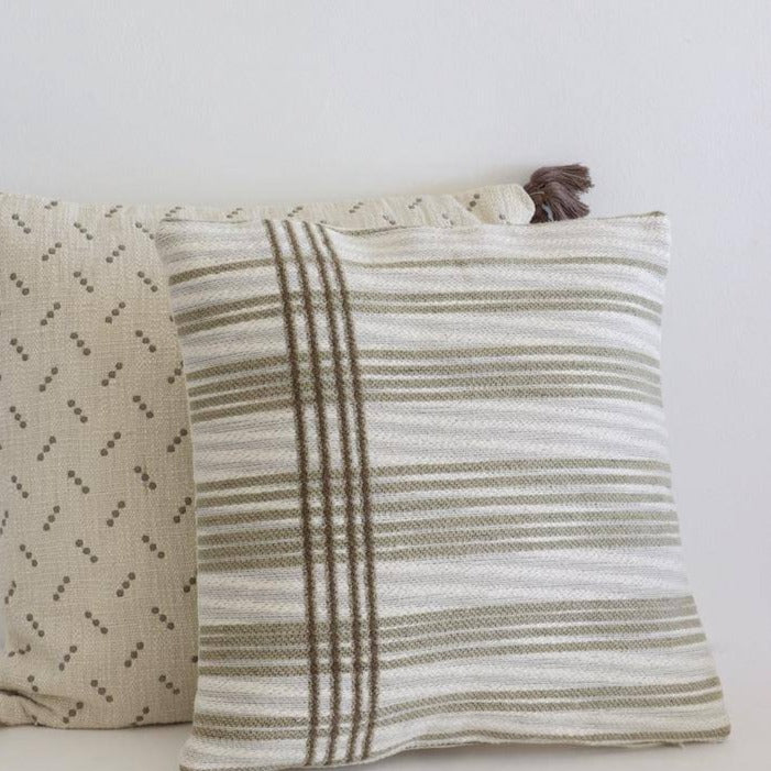 Woven Cotton Jacquard Stripes Pillow - Holistic Habitat 
