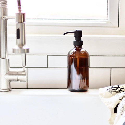 Amber Glass Dish Soap Dispenser - Grayscale Homes