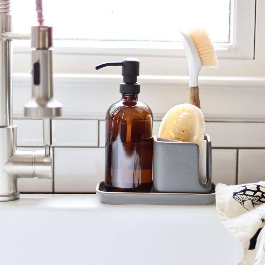 Amber Glass Dish Soap Dispenser